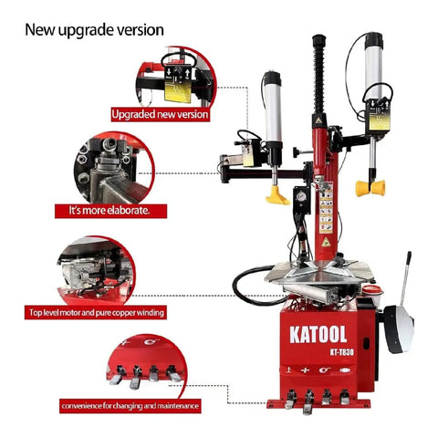 Industrial Grade Tire Changer And Wheel Balancer Combo With Two Horsepower Bead Blaster and hardened alloy steel jaws, upgrade version features.