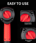 Close-up of Heavy Duty 1/2 Inch Air Impact Wrench showing user-friendly switches for speed control.