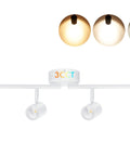 Six-Head LED Track Lighting Kit 40W Dimmable COB LEDs, 3000K/4000K/5000K Selectable shown with white finish and 3 color options