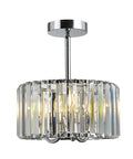Industrial Chrome Crystal Drum Ceiling Light Three Light Fixture With Dope Modern Look Close To Ceiling Semi Flush Mount Pendant