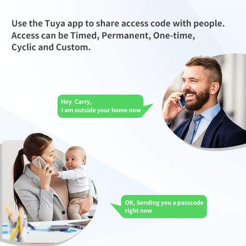 Image showcasing communication for Keyless Entry Door Lock 4 In 1 Smart Deadbolt With Bluetooth App Electronic Keypad IC Card.