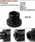 Heavy Duty Aluminum Solvent Filter Trap Kit One Half Inch By Twenty Eight Black With Multiple End Caps for automotive use