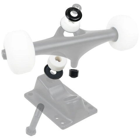 Skateboard Truck Rebuild Kit With Bushings Washers And Pivot Cups For Two Trucks 95A White USA Made Premium Quality For A Smooth Stable Ride Premium USA Made Components For Consistent Performance And Easy Install Ideal For Loose Or Tight Setups