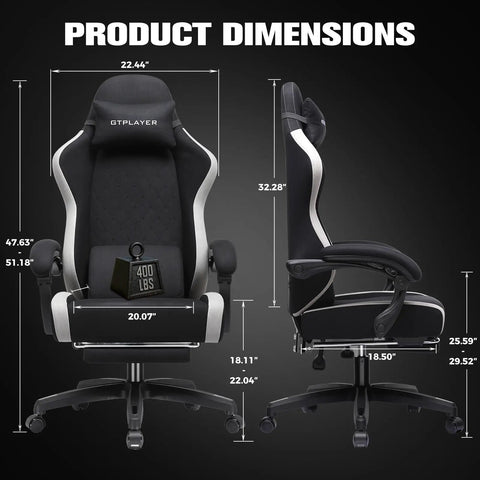 Ergonomic Gaming Chair With Footrest And Lumbar Support Boss Level Comfort In High Back Recliner 350 Lb Capacity dimensions