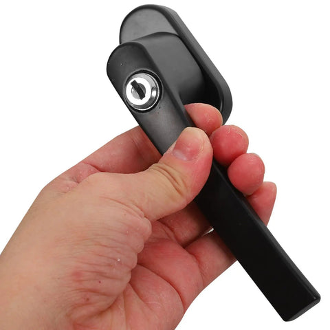 Keyed Entry Door Handle Lever With Lock And Key Interior And Exterior Front Door Hardware Modern Black Finish held in hand