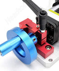8 Inch Ball Screw Linear Guide Rail System With 1605 Ballscrew, 150kg Load Capacity, Aluminum Alloy Profile, Sandblasted Finish, BK12 End Support, HD Ruler, And Handwheel For Non Standard Automation And CNC Equipment Transformation, blue handwheel and red BK12 end support on aluminum base