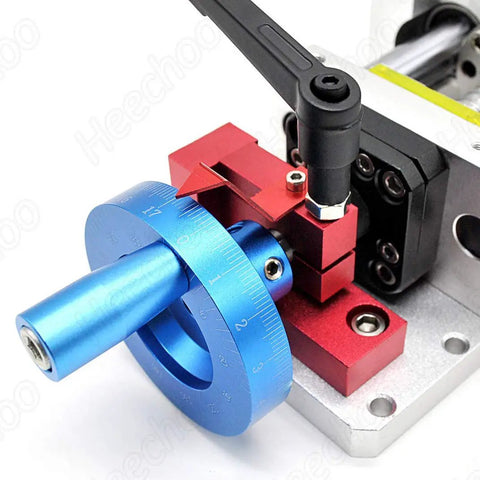 8 Inch Ball Screw Linear Guide Rail System With 1605 Ballscrew, 150kg Load Capacity, Aluminum Alloy Profile, Sandblasted Finish, BK12 End Support, HD Ruler, And Handwheel For Non Standard Automation And CNC Equipment Transformation, blue handwheel and red BK12 end support on aluminum base