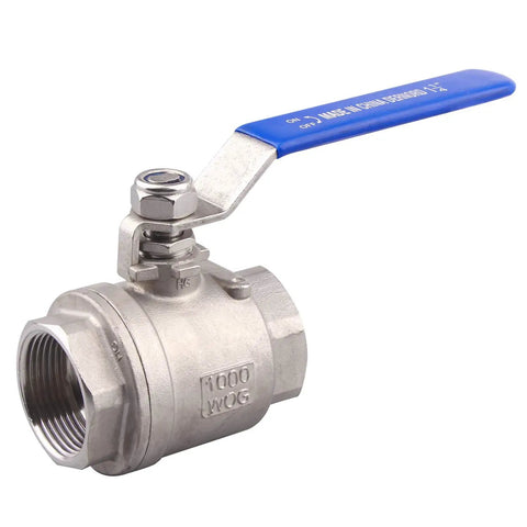 Heavy Duty 304 Stainless Steel Full Port Ball Valve For Water Oil And Gas With Blue Locking Handle 1-1/4 Inch NPT