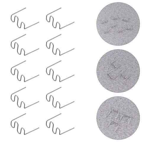 Top Pick 1000 Pcs Car Bumper Repair Rods Welding Wire Steel Silver Stapler Fix Kit For Plastic Abs Pvc Nylon Auto Body Work Super Easy Deal featuring silver steel welding rods arranged on a gray background.