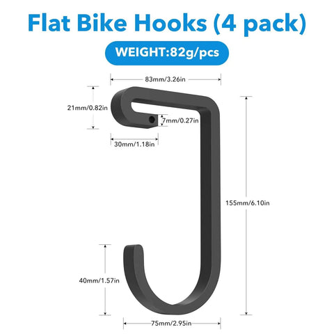 Thickened Bike Hooks For Garage Ceiling Rack Heavy Duty Overhead Storage Hangers Holds Up To 50 Lb image showing dimensions