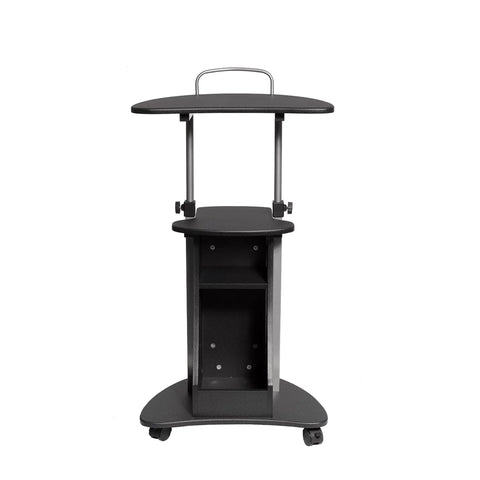 Sit To Stand Rolling Laptop Cart With Storage For Home Office Use, Adjustable Height From 28.25 Inches To 43 Inches, Graphite Finish
