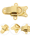 Grab These Golden Zinc Alloy Antique Vintage Toggle Latches close-up view, gold finish, designed for securing wooden cases and jewelry boxes.