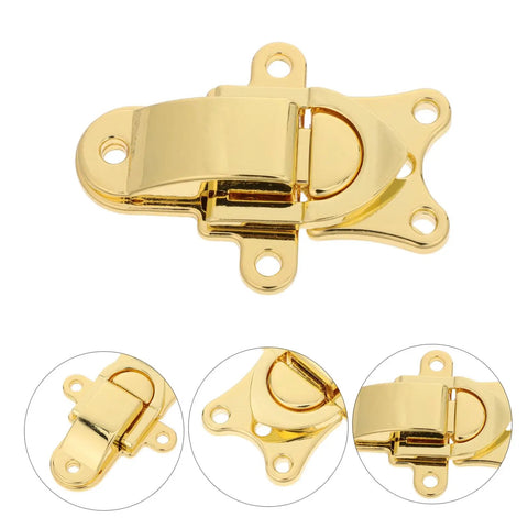 Grab These Golden Zinc Alloy Antique Vintage Toggle Latches close-up view, gold finish, designed for securing wooden cases and jewelry boxes.