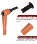 4 Pack Adjustable Clamping Lever Handles M6 X 20mm Male Thread With 50mm Levers 3mm Hex Socket Aluminum Alloy Orange Finish