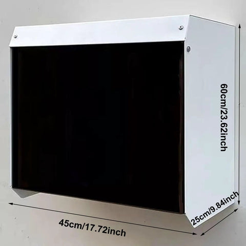 Top Shelf Weatherproof Wall Mount Ev Charger Cover With Reinforced Acrylic Door, measures 60cm x 45cm, for outdoor use.