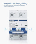 Top Shelf Dc Miniature Circuit Breaker With Dual Poles Offering Solid 80 Amp And 500 Volt Surge Guard For Electrical Panels With Arc Extinguishing Feature.
