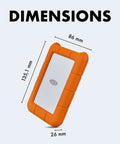 Rugged 5TB Portable External Hard Drive USB Three Point Zero And USB Two Point Zero Compatible Built Tough Dimensions