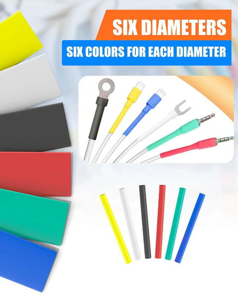 108 Piece Heat Shrink Tubing Kit With Adhesive Lined 3 To 1 Ratio Six Sizes And Six Colors Each Marine Grade Waterproof