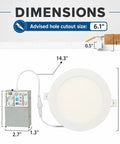 LOG BARN 6 Inch LED Recessed Lighting with Junction Box, 3CCT 3000K/4000K/5000K Selectable, detailed dimensions image.