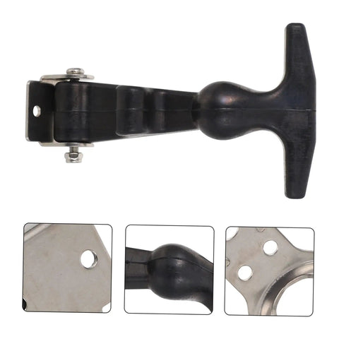 Heavy Duty T Handle Draw Latches Set in Stainless Steel with Rubber Shock Absorption Locking Hasp for toolboxes and trailers, side view