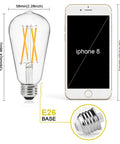 Vintage LED Edison Bulbs Set With Old School Vibe, 60 Watt Equivalent Bright Warm White 2700K, 95 Plus CRI, E26 base size comparison