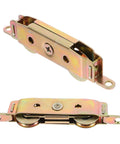 Killer Golden Sliding Door Roller Wheels 2 Pack Replacement Pulleys with dual aluminum bearings and smooth glide design.