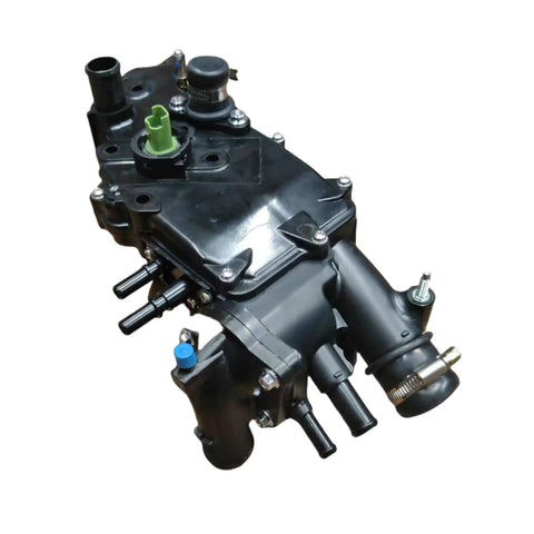 No Sweat Straight Swap Coolant Thermostat Housing Assembly For Peugeot 307 406 607, black plastic unit with multiple connectors.