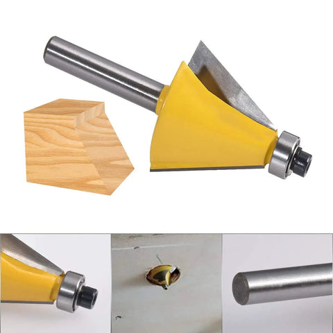 Dope Carbide Tipped Chamfer Router Bit 22.5 Degree Bevel Edging Bit With One Quarter Inch Shank, Cutter Width 1.24 Inches