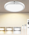 Rechargeable Motion Sensor Ceiling Light With Remote USB C Battery Powered LED 3000K 4000K 6500K Adjustable Color Magnetic No Wiring