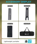 Accessory display for 50 Inch Camping Table With Adjustable Height Legs For Uneven Ground, including tabletop, frame, mesh, and bag.