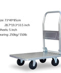 Heavy Duty Steel Platform Hand Truck And Four Wheel Folding Cart Made For No Sweat Moves And Smooth Everyday Hauls Around The House Garage Or Workbench Space, 730mm high, heavy duty wheels.