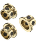 Set Of Three 12mm Flange Sleeve Bearings With 15mm Outer Diameter And 12mm Height, Self Lubricating Cast Brass Graphite Bushings