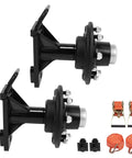 Heavy Duty Shipping Container Wheels With 8X6.5 Lug Pattern And High Strength Steel Axles designed for 8000 lb loads, showing black steel axles.