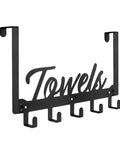 Over The Door Hooks 5 Coat Hooks Towel Rack For Bathroom And Kitchen Heavy Duty Door Hanger In Manganese Steel Anti Rust No Drill Installation