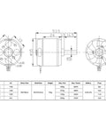 Technical drawing of D3536 1450KV Brushless Outrunner Motor For Beefy RC Multicopters And Fixed Wing UAVs, 5.0mm Shaft