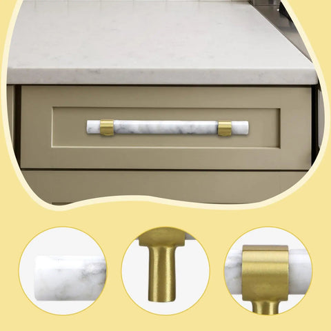 Marble Cabinet Handles For Mounting Drawer Pulls For Dressers Wardrobes Cabinets And Chests Of Drawers White 35x170mm No Fuss Easy Install European Vintage Style With Chic Modern Appeal on beige drawer