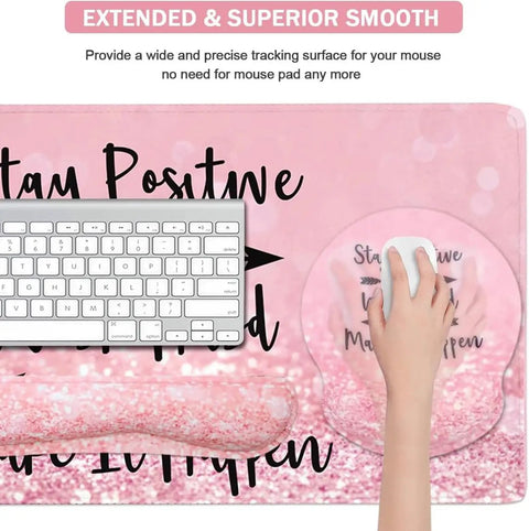 4-In-1 Gaming Desk Pad Set With Keyboard And Mouse Wrist Rests Coaster And Large Desk Mat For Home Office And Gaming Ergonomic