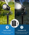 All In One Low Voltage Landscape Lights Kit With Quick Plug And Play Setup spotlight illuminated at night and off at daytime