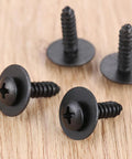 Hardcore 40 Pack M4.8 X 17.8 Mm Phillips Truss Head Self Tapping Screws Black Coated Steel Fasteners close-up view.