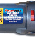 PowerPro Variable Speed Rotary Tool Kit with branding stickers visible on the tool housing.