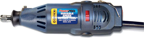 PowerPro Variable Speed Rotary Tool Kit with branding stickers visible on the tool housing.