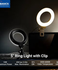 Clip On Desk Ring Light for Video Calls and Streaming, 5 Inch USB LED BR60 Ring Light With Clip Mount on monitor