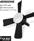 Socket Breeze Ceiling Fan With Light And Remote, Portable Small Ceiling Fan for Bedroom Kitchen Living Room, black fan blades