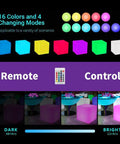 16-Inch Cordless LED Cube Light With Removable Panels shown in various colors and remote control options.