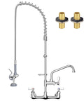 TOLSUNY 43 Inch Commercial Sink Faucet with Upgraded Grey Spray Head, lead-free brass wall mount kitchen faucet with pre rinse sprayer.