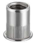 M6 Stainless Steel 304 Rivet Nuts Flat Head Rivnut Threaded Inserts Knurled Body, visible with rust and corrosion resistant finish