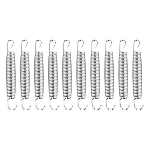 Super Tough 50Kg Load Extension Springs 10 Pack Heavy Duty Steel Made For Garage Doors And Trailer Ramps That Never Snap Plus Great Elasticity! set of ten steel springs with hooks for garage and outdoor use.
