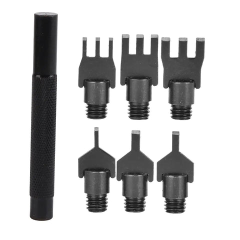 Flat Prong Leather Chisel Set With Interchangeable Heads Carbon Steel Leather Punch Tool For DIY Leather Craft High Hardness