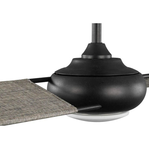 Close-up of Edisto 54 Inch Indoor Outdoor Ceiling Fan With Two Canvas Wrapped Blades, UV Inhibitors, Charcoal Finish