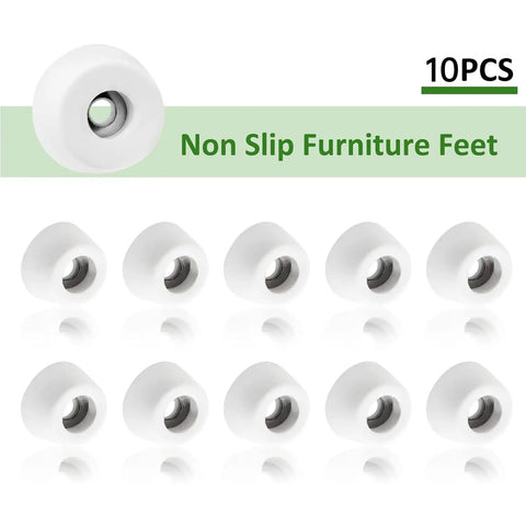 White Round Cutting Board Rubber Feet No Sweat Thermoplastic Base Pads With Stainless Screws For Kitchen Counter Stabilization, pack of 10.